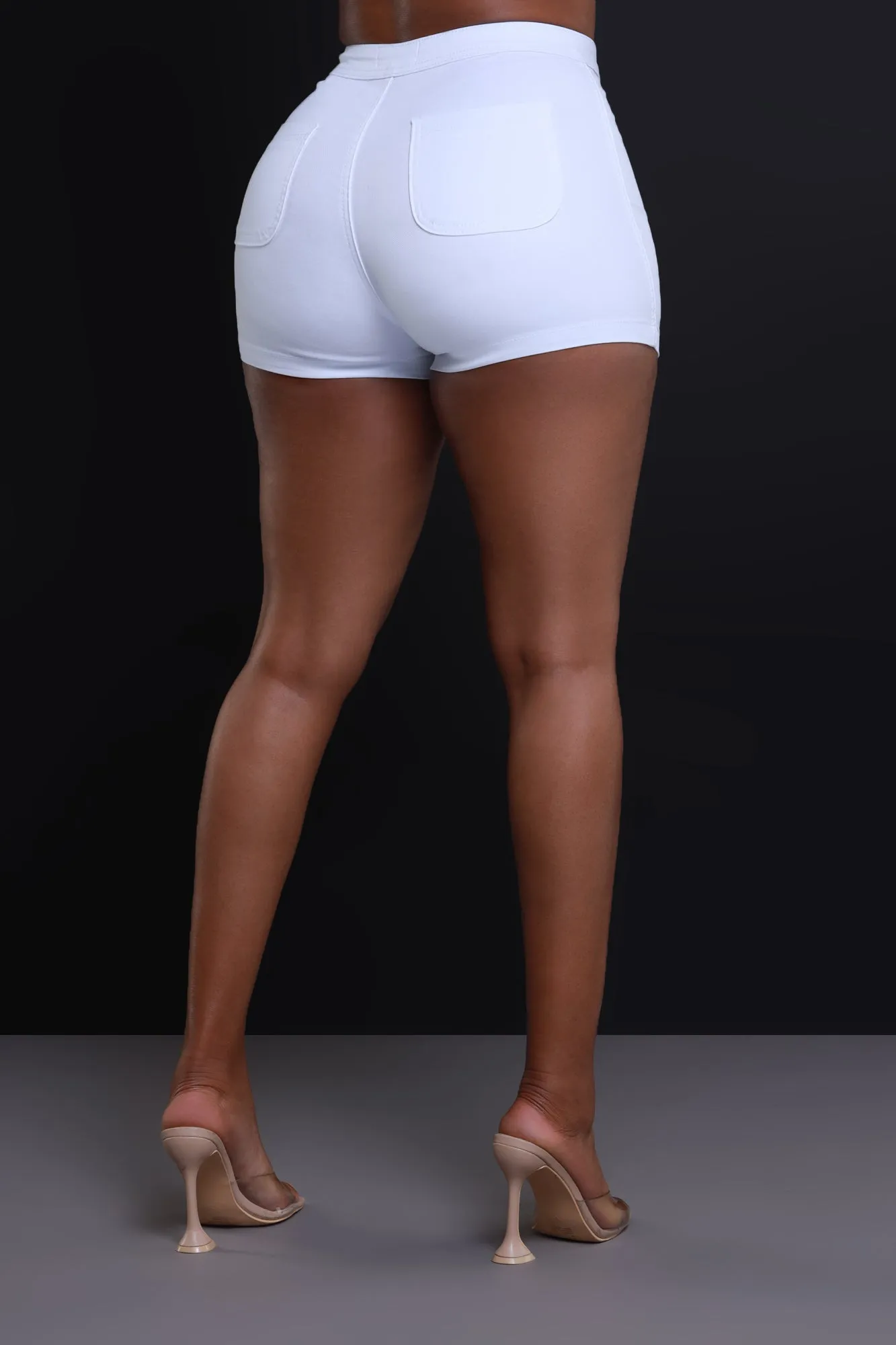 Super Swank High Waist Stretchy Shorts - White