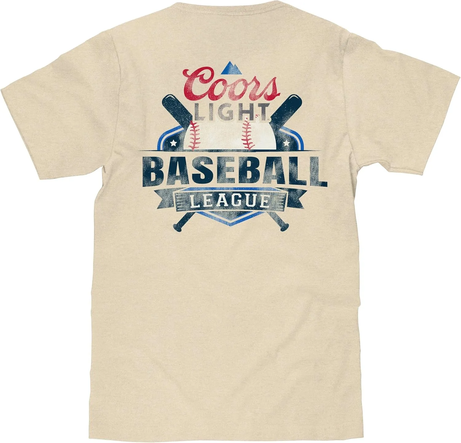 Tee Luv Men's Coors Light Baseball League Front and Back Beer Logo T-Shirt