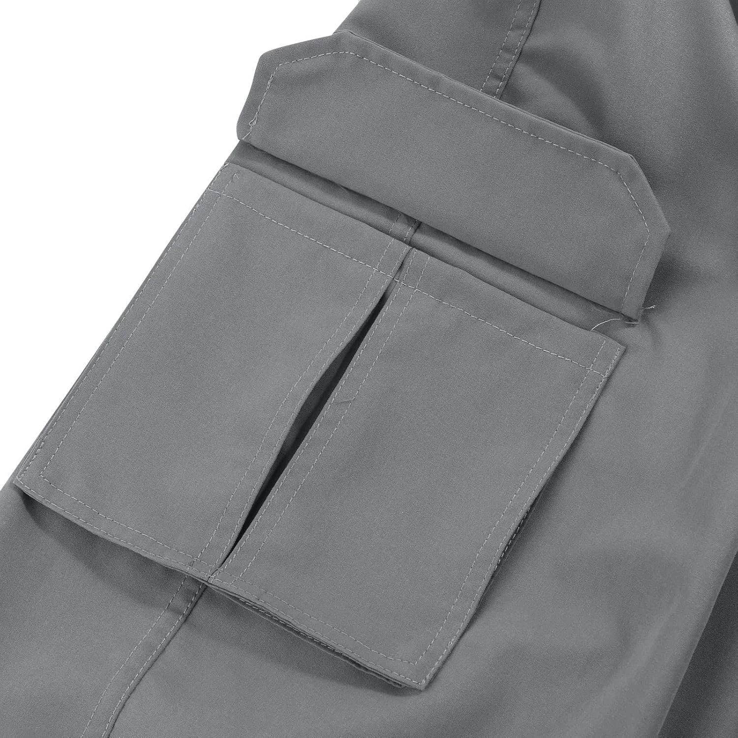 Thatrich Mens Cargo Pants Relaxed Fit Sweatpants for Jogging Straight Leg Trousers Solid Color Casual Cargo Pant Multi Pocket