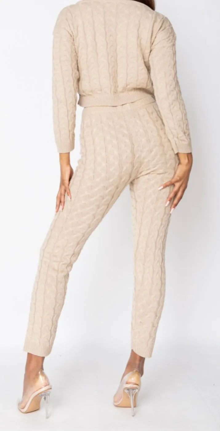 The Adrianna Cable Knit Set in Black