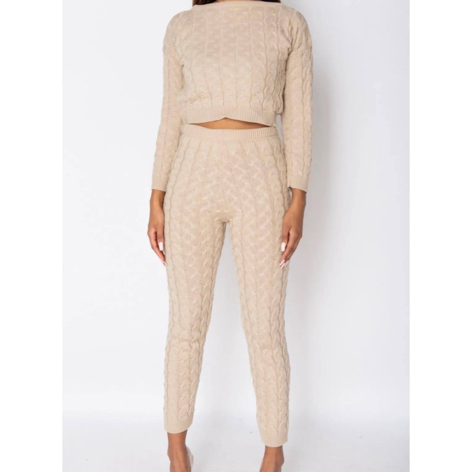 The Adrianna Cable Knit Set in Black