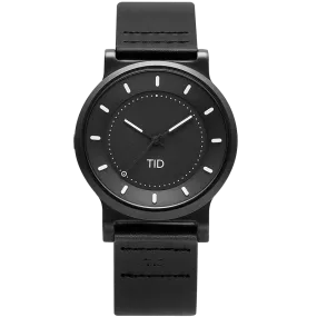 TID No.4 Watch for Men / 40mm Gun Metal Dial / Black Leather Strap