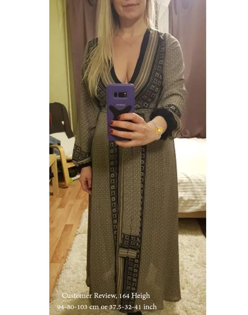 Vintage Dress, Boho Maxi Dress, Gown, India Dot in Brick, Brown and Gray
