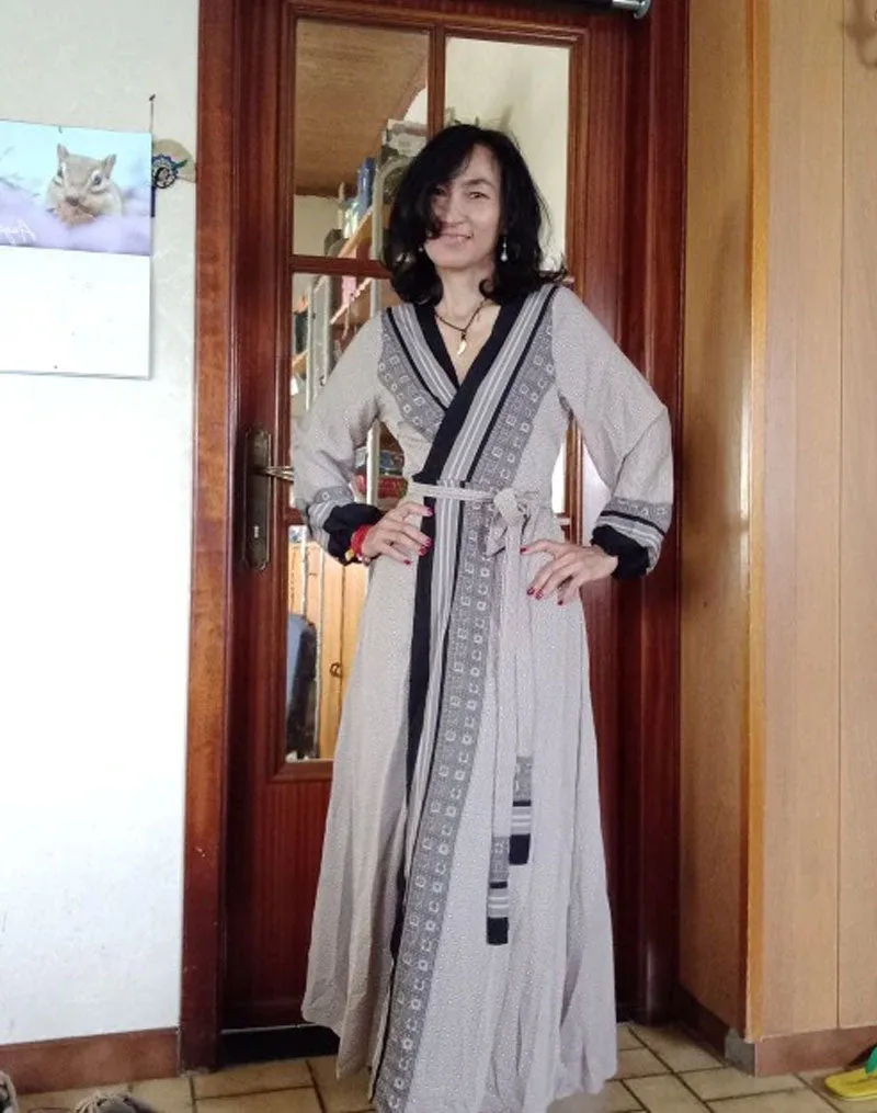 Vintage Dress, Boho Maxi Dress, Gown, India Dot in Brick, Brown and Gray