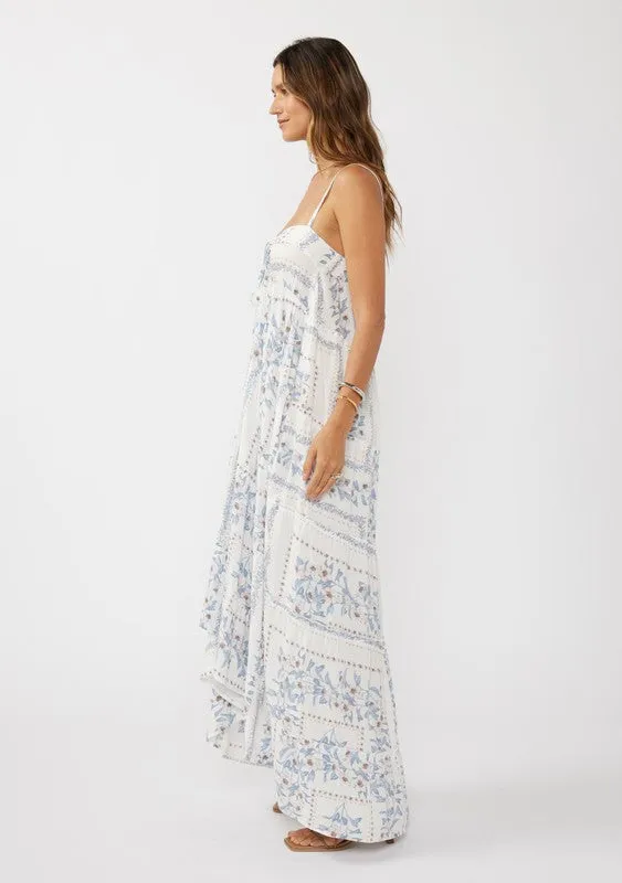 Waitlist 3/12 ♥ Emily Sleeveless Patchwork Floral Print Maxi Dress Cream