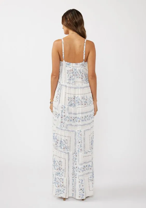 Waitlist 3/12 ♥ Emily Sleeveless Patchwork Floral Print Maxi Dress Cream