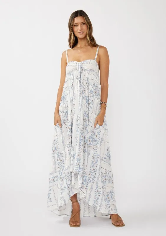 Waitlist 3/12 ♥ Emily Sleeveless Patchwork Floral Print Maxi Dress Cream