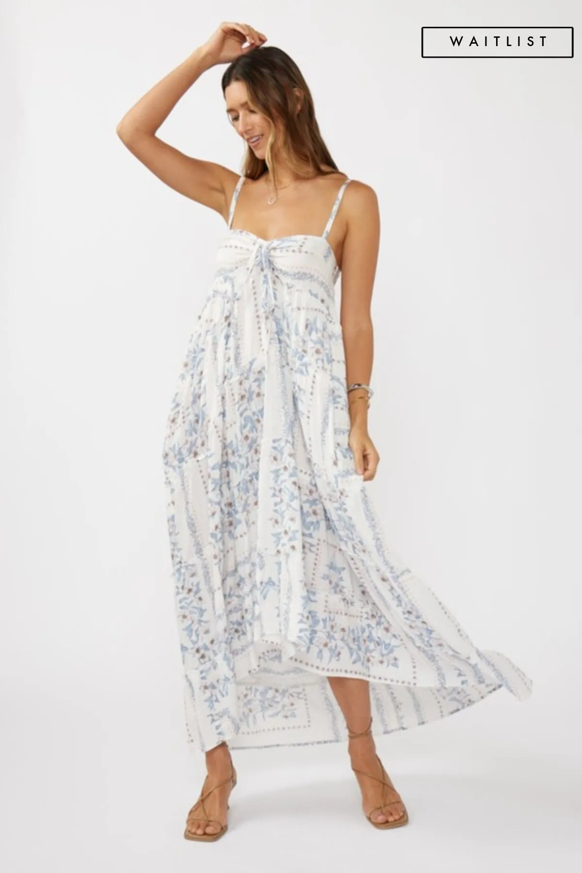Waitlist 3/12 ♥ Emily Sleeveless Patchwork Floral Print Maxi Dress Cream