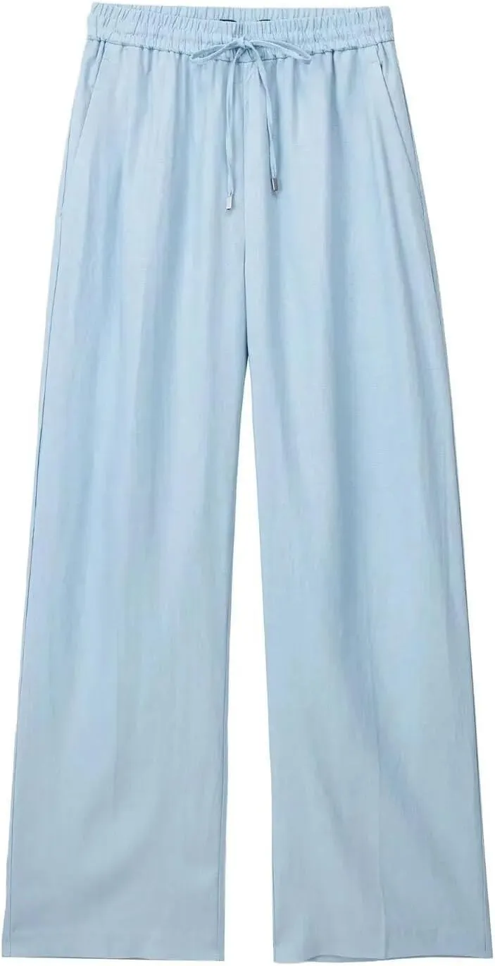 Women Fashion Tongle Style Blended Lace-up Wide Leg Pants Chic Drawstring All-Match Pants Trousers Mujer