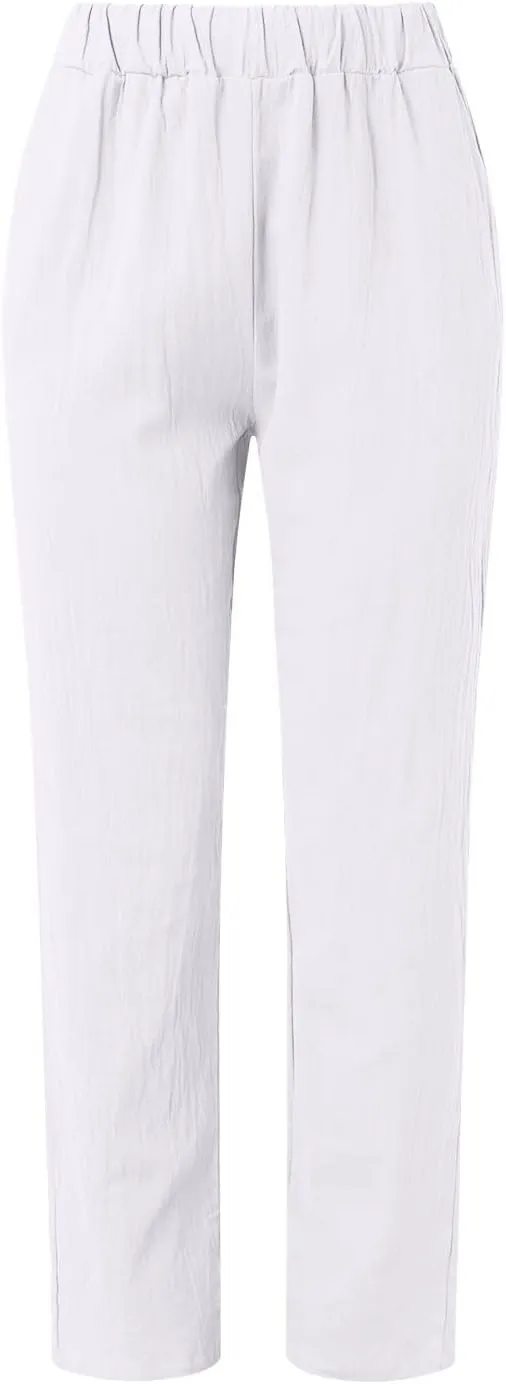 Women High Waisted Wide Leg Pants Fashion Drawstring Elastic Trousers Comfy Straight Leg Long Pants with Pockets