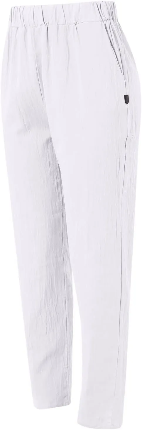 Women High Waisted Wide Leg Pants Fashion Drawstring Elastic Trousers Comfy Straight Leg Long Pants with Pockets