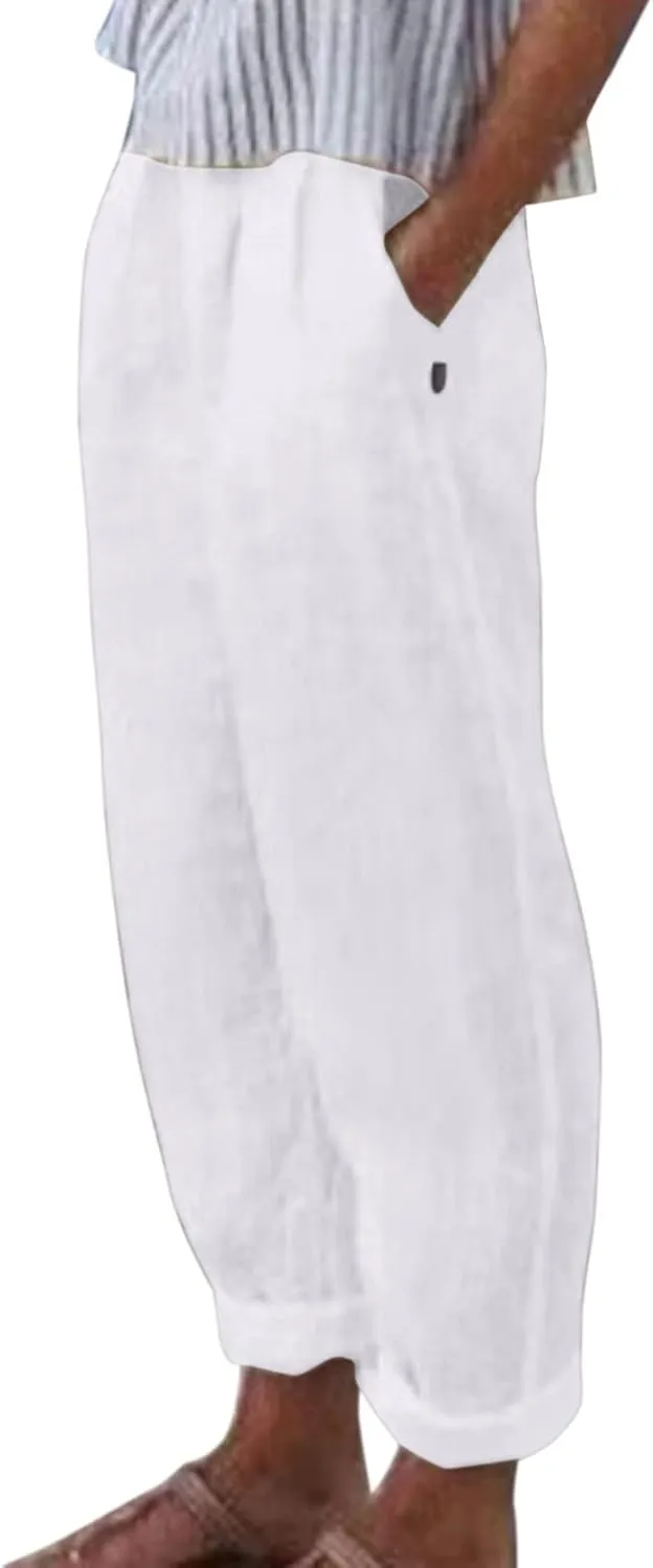 Women High Waisted Wide Leg Pants Fashion Drawstring Elastic Trousers Comfy Straight Leg Long Pants with Pockets
