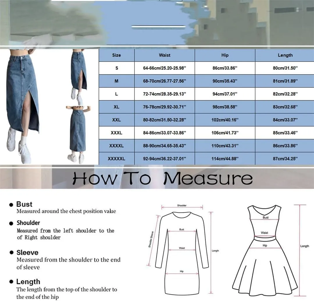 Women Split High Waisted Denim Slim Daily Skirt for Elegant Midi Jean Skirts Chic Streetwear