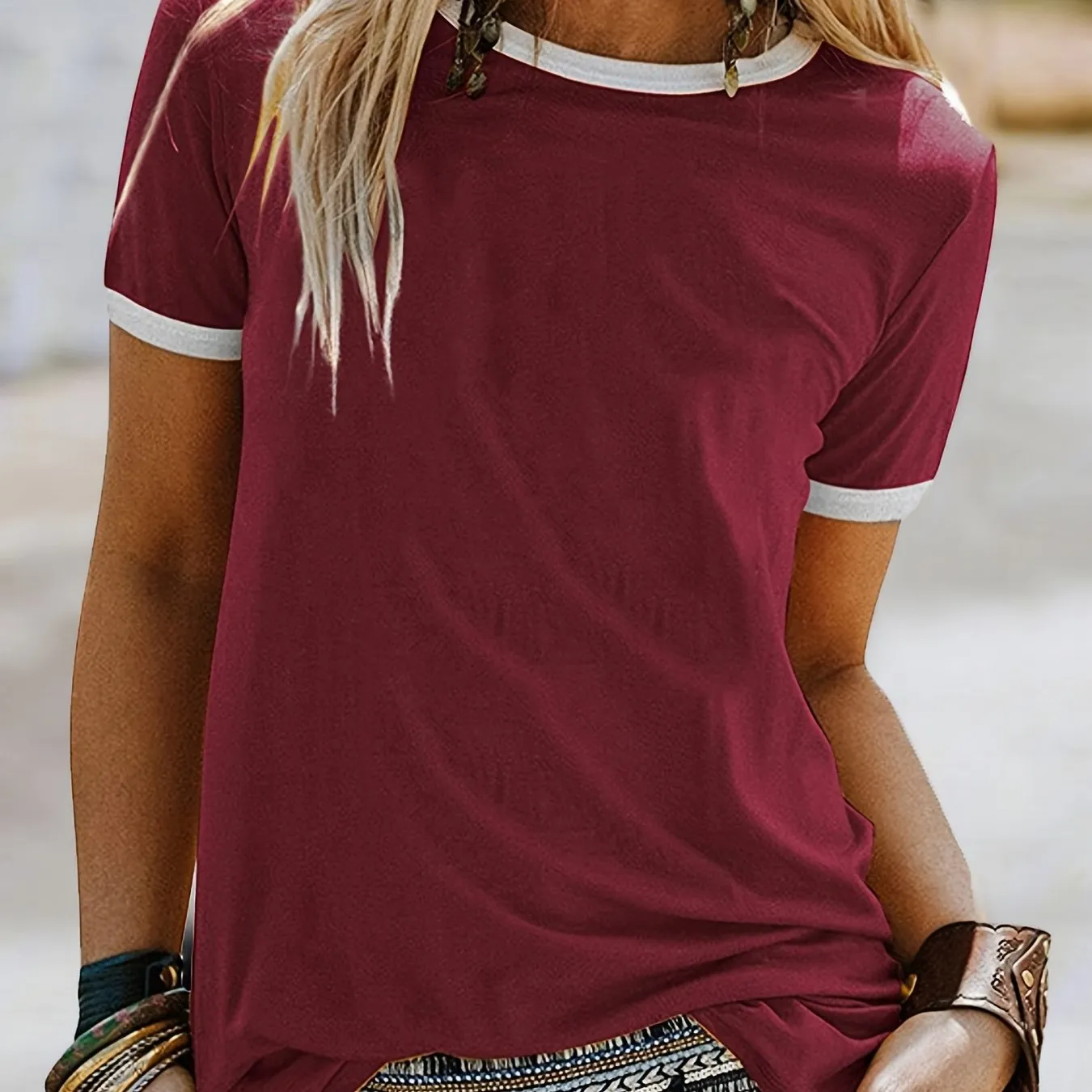 Women's Casual Loose Fit Crew Neck Short Sleeve Summer T-Shirt - Soft Everyday Comfort Top