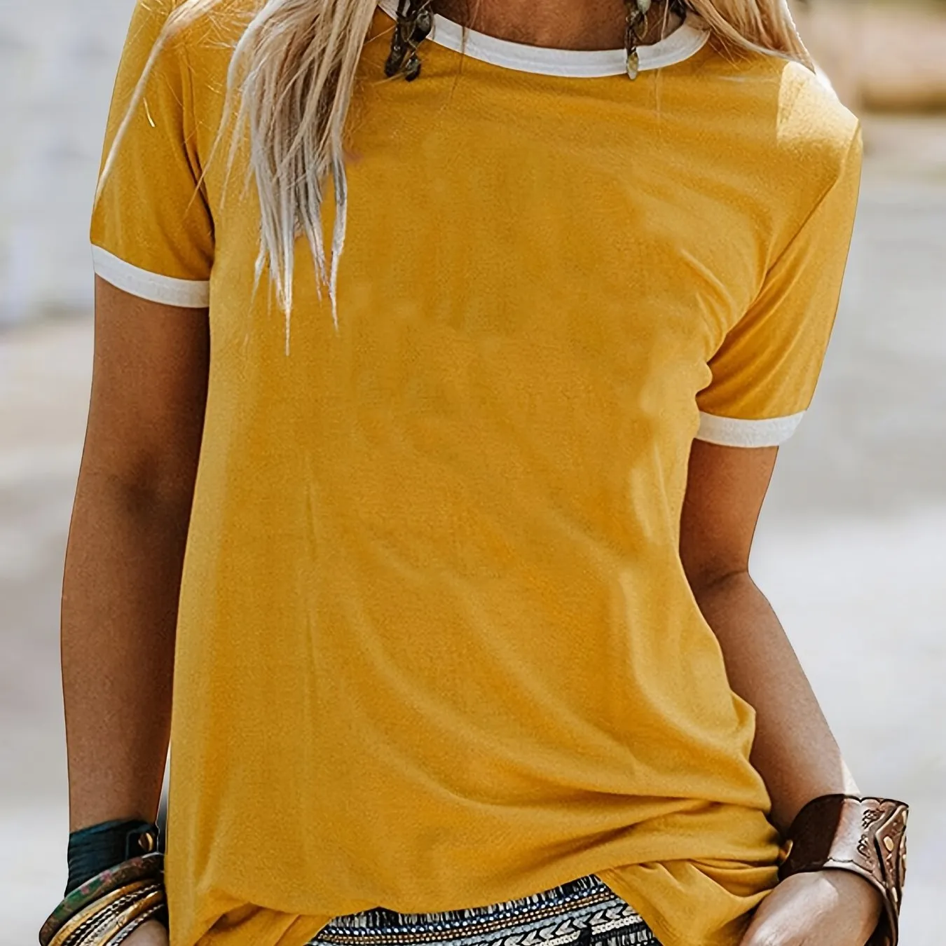 Women's Casual Loose Fit Crew Neck Short Sleeve Summer T-Shirt - Soft Everyday Comfort Top