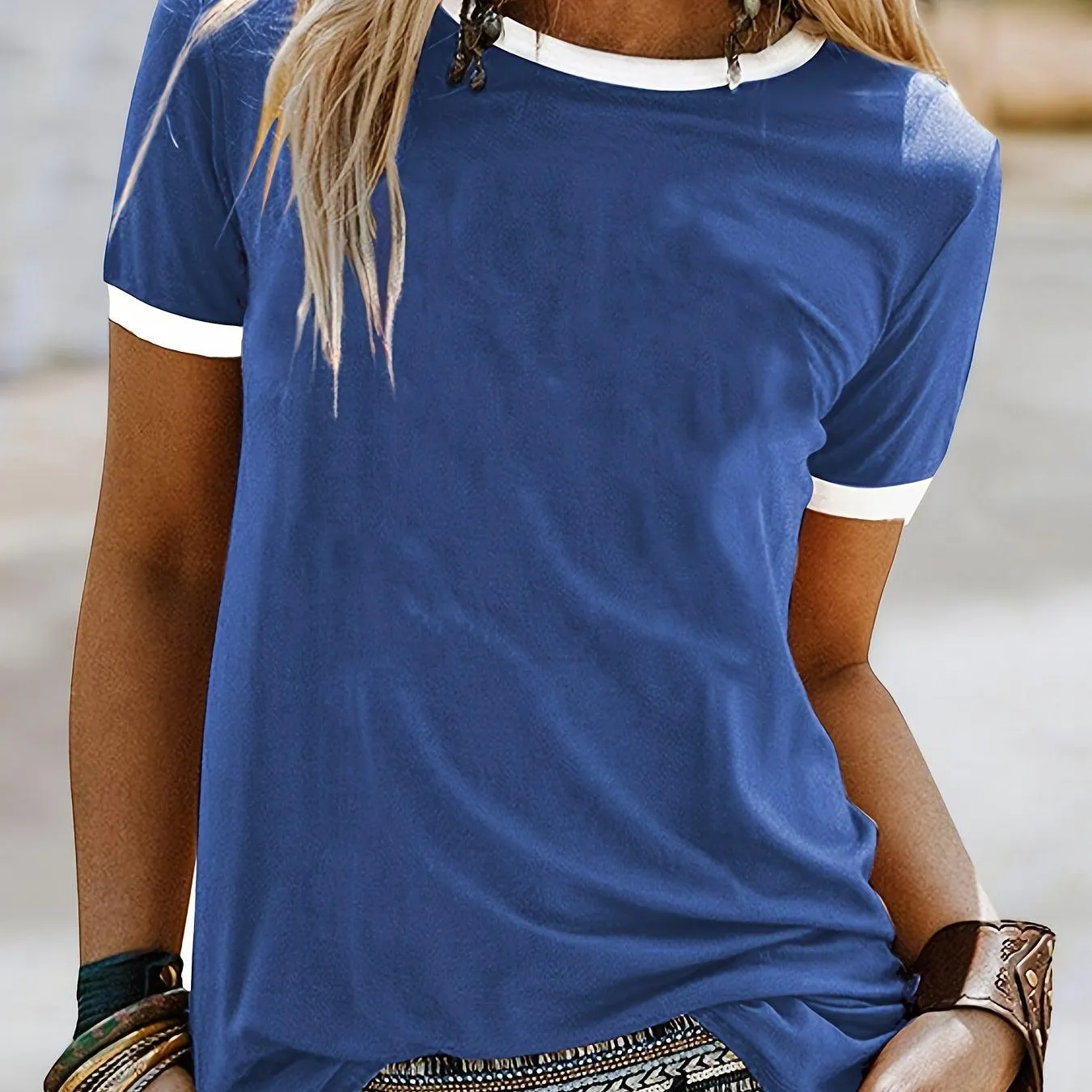 Women's Casual Loose Fit Crew Neck Short Sleeve Summer T-Shirt - Soft Everyday Comfort Top