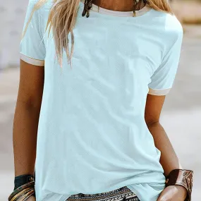 Women's Casual Loose Fit Crew Neck Short Sleeve Summer T-Shirt - Soft Everyday Comfort Top