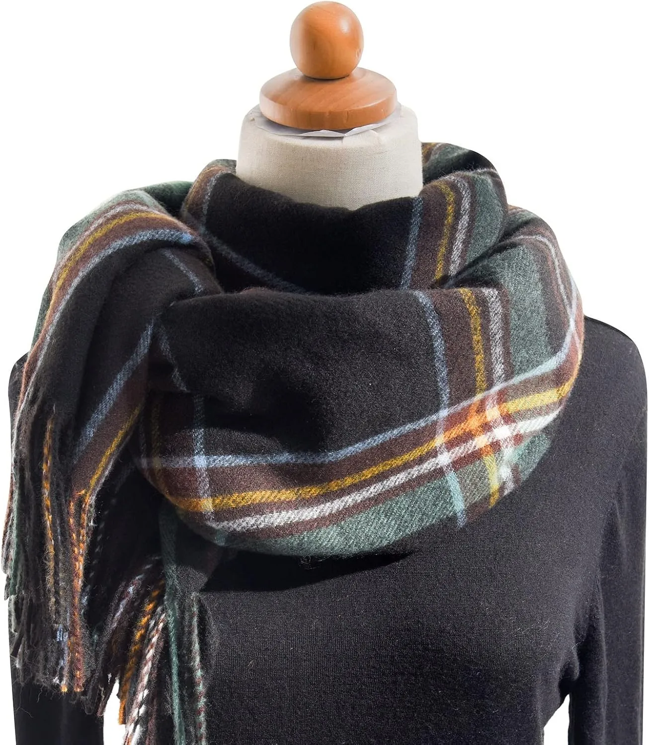 Womens Fall Winter Thermal Scarf Classic Plaid Print Tassel Soft Warm Blanket Scarves Ladie's Shawl Wraps