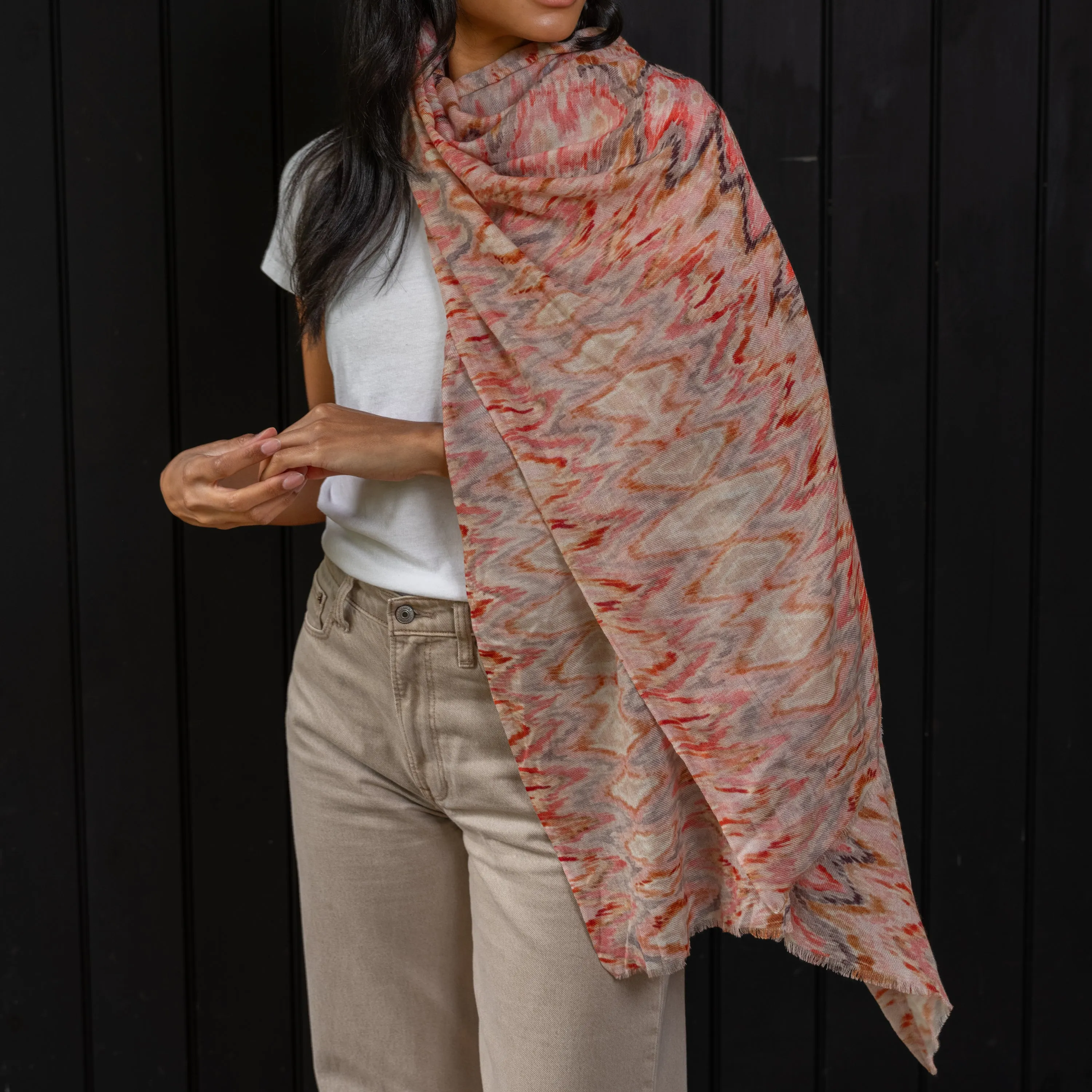 Wool Scarf- Flame in magenta