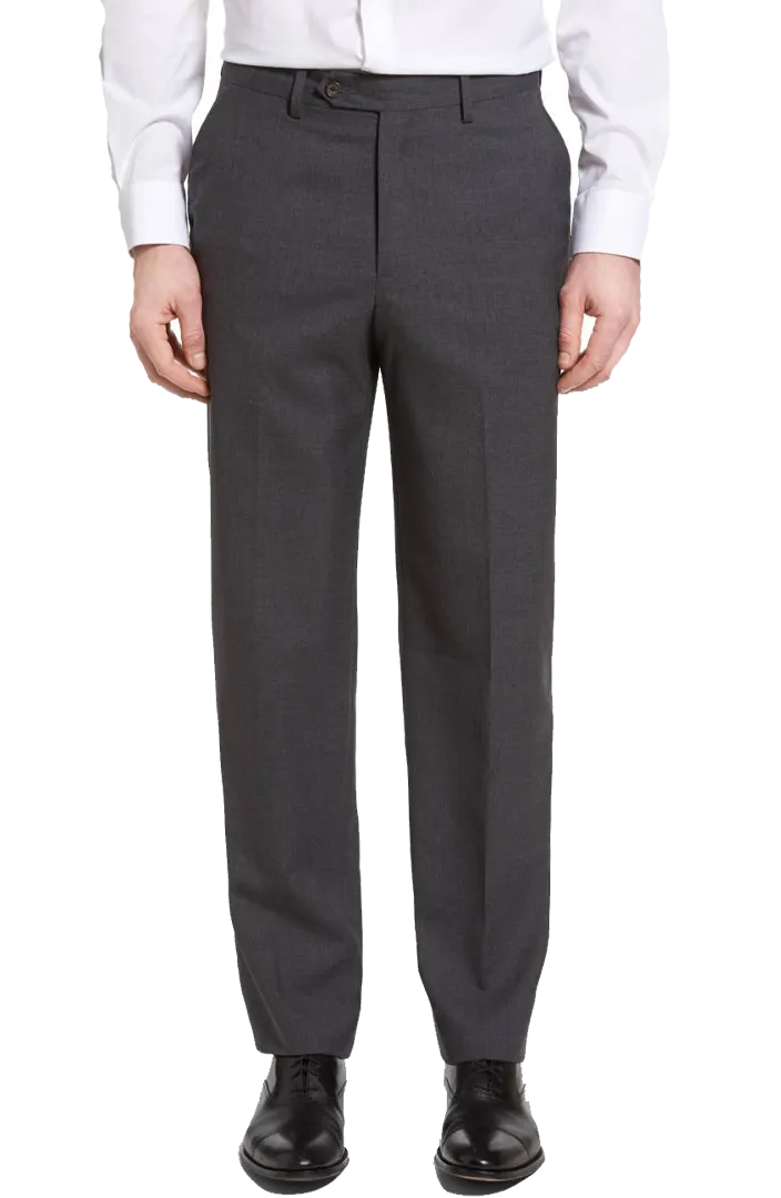 Wool Tropical Plain Weave<br>Flat Front<br>Regular Rise